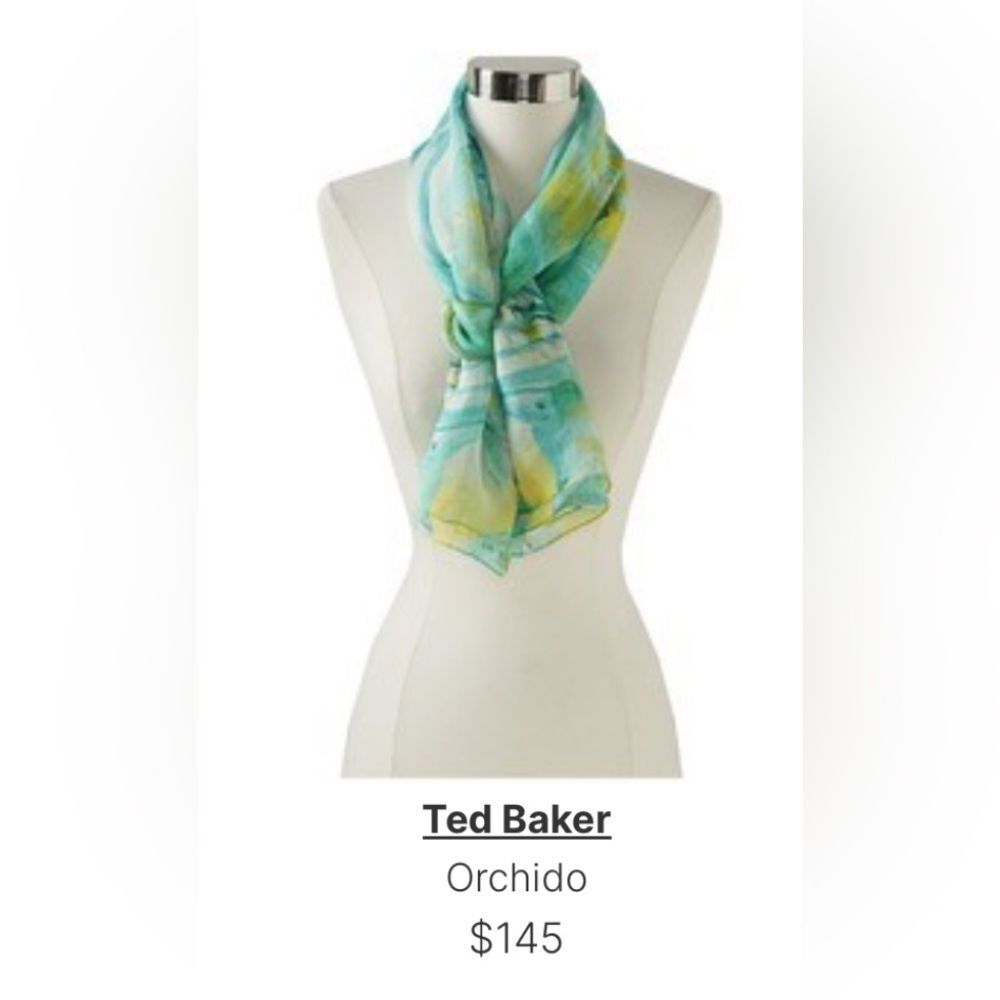 TED BAKER LONDON - ‘Orchido’ mint orchid print scarf
